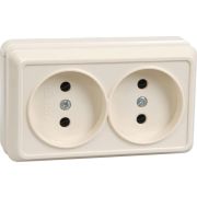Розетка 2-м ОП Октава 10А IP20 без заземл. крем. GENERICA ERO20-K33-10-DC