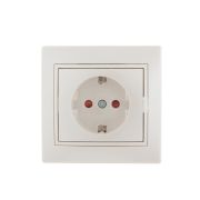 Розетка 1-м СП Mira 16А IP20 с заземл. защ. шторки со вставкой керамика жемчуж./бел. перламутр. LEZARD 701-3030-124
