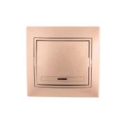 Выключатель 1-кл. СП Mira 10А IP20 с подсветкой со вставкой свет. корич. перламутр. LEZARD 701-3131-111