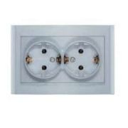 Розетка 2-м СП Бриллиант 16А IP20 с заземл. серебр. UNIVersal 7949780