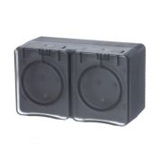 Розетка 2-м ОП AtlasDesign PROFI 16А IP54 заземл. защ. шторки антрацит SE ATN544026