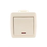 Выключатель 1-кл. ОП Nata 10А IP20 с подсветкой крем. LEZARD 710-0300-111